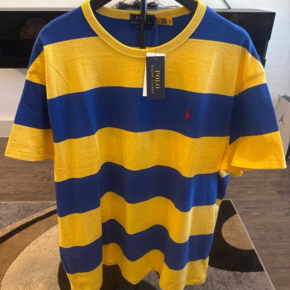 Ralph Lauren Bold Blue and Yellow Striped Tee
